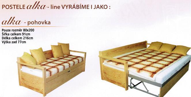 Výsuvná postel LISA - pohovka s područkami